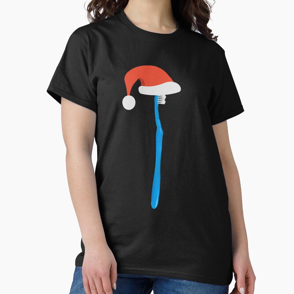 Toothbrush wearing Santa cap | Merry Christmas | Santa Claus Classic T-Shirt