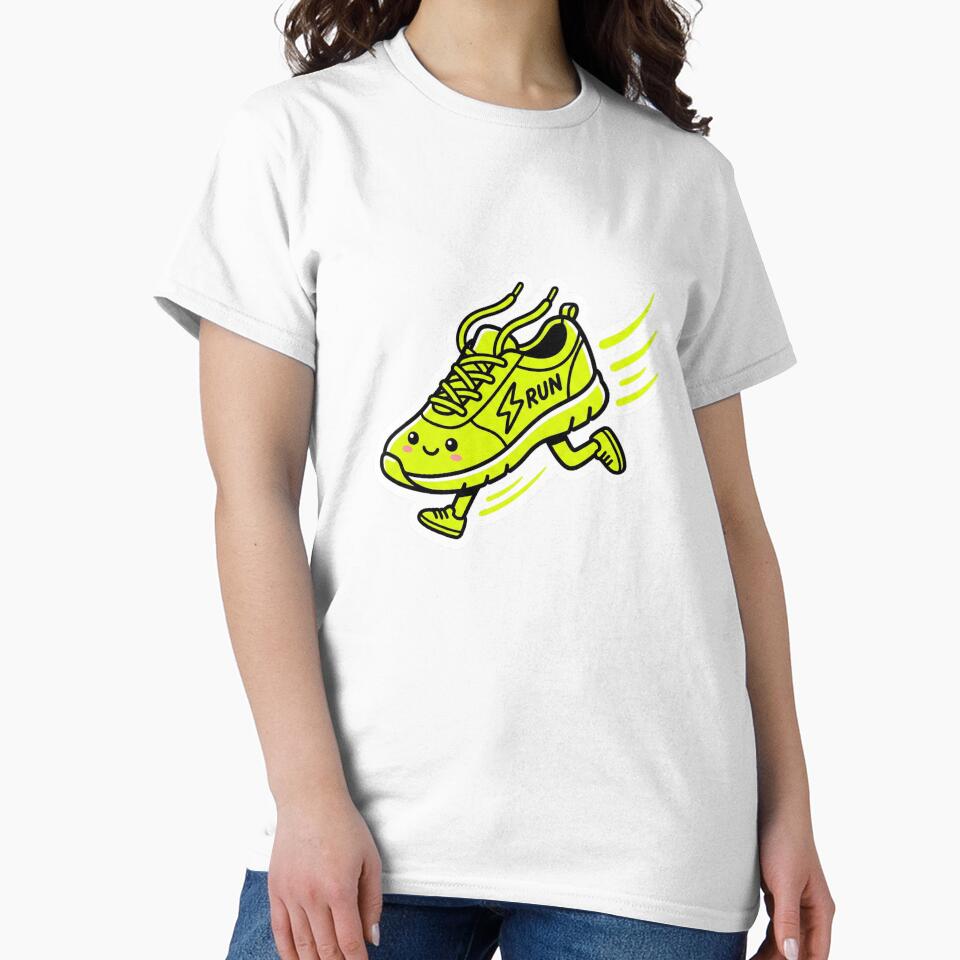 Cute Running Shoe Die Cut Sticker Runner Gift Fitness Humor Classic T-Shirt